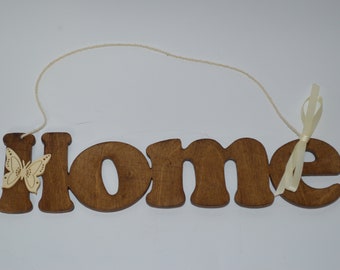 Wooden plaque handcrafted home 30x6.5 cm