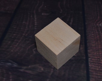 Handcrafted wooden cube 3.9x3.9x3.9 cm