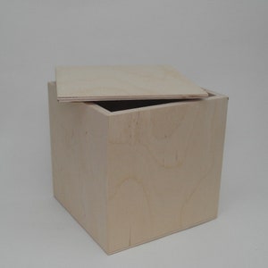 Handcrafted wooden box, external size 15x15x14 cm