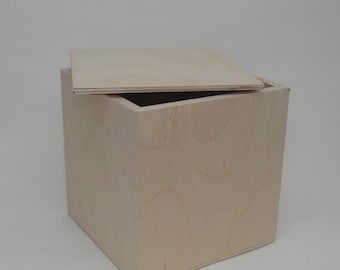 Boîte en bois d’artisanat taille externe cm 15x15x14