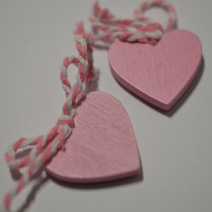 12 cuori in legno rosa bomboniere battesimo personalizzate cm 3