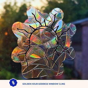 Golden Hour Goddess Suncatcher | Regenboogvenus | Raamstickers | Raamfolieprisma | Dopamine-decor | Raamstickers Suncatcher
