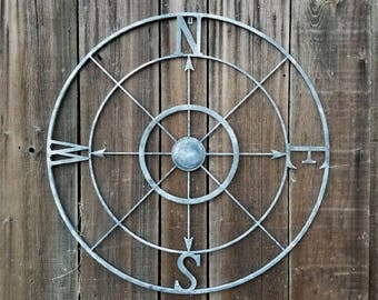 Compass Wall Art, Large Metal Compass, Farmhouse Home Decor, 42" Metal Wall Decor, Nautical Wall Decor, Metal Compass Wall Art