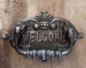 Welcome Cast Iron Door Knocker, Personalized, Large Iron Door Decor, New Home Decor, Farmhouse Decor, Home Decor