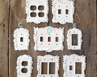 Shabby Chic, Switch Plate Covers, Light Switchplates, Light Switch Covers, 4 Switch Plate Cover, Quad plate, Duplex Outlet, Double Rocker