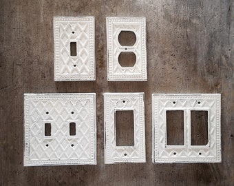 Shabby Chic, Switch Plate Covers, Light Switchplates, Light Switch Covers, 4 Switch Plate Cover, Quad plate, Duplex Outlet, Double Rocker