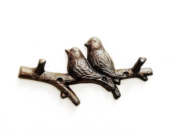 Bird on a Branch Hook, Small Wall Hooks, Bird Decor, Vintage Style Coat Hooks, Bathroom Hooks, Coat Hooks, Leash Hook, Purse Hook