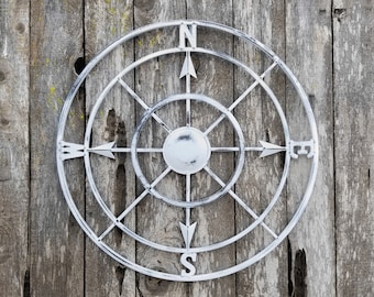 32" Metal Compass Wall Decor: Nautical Art