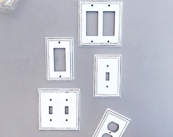Steel Metal Wall Plates, Shabby Chic, Switch Plate Covers, Light Switchplates, Light Switch Covers, Double Rocker, Outlet