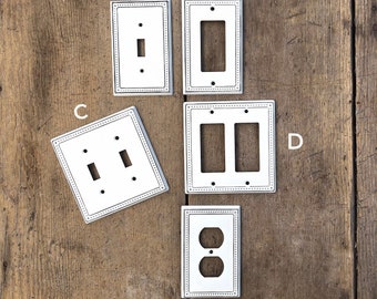 Steel Metal Wall Plates Shabby Chic Switch Plate Covers Light Switchplates Light Switch Covers Double Rocker Outlet