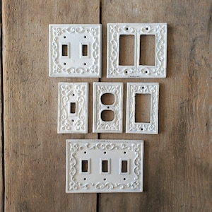 Flor de lis, cubiertas para interruptores, placas para interruptores de luz, cubiertas para interruptores de luz, cubierta para 4 interruptores, placa cuádruple, toma de corriente dúplex, balancín doble