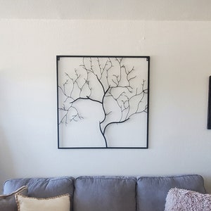 Square Metal Tree Wall Art, Bare Tree, Tree of Life Decor, Metal Wall Decor, Tree Decor, Living Room Decor, Metal Wall Art