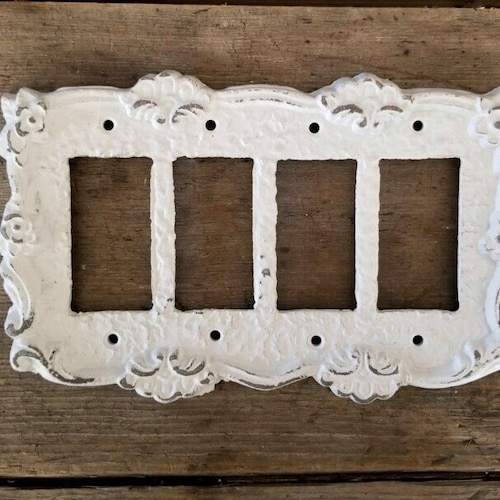 Light Switch Plate Shabby Chic Cover Quad Rocker Switch Etsy