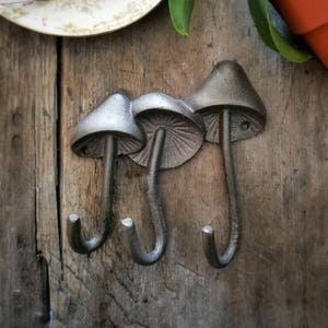 Mushroom Hooks, Wall Hook, Metal Wall Decor, Key Hook, Metal Wall Art