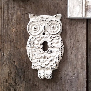 Shabby Chic, Owl Light Switch Cover, Farmhouse, Bird Decor, Single Light Switch Plates, Rustic Light Cover, Metal Home Decor, Lighting Decor