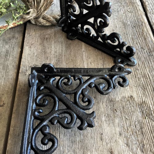 Large Iron Brackets Shelving Brackets Shelf Decor Set of 2 Etsy