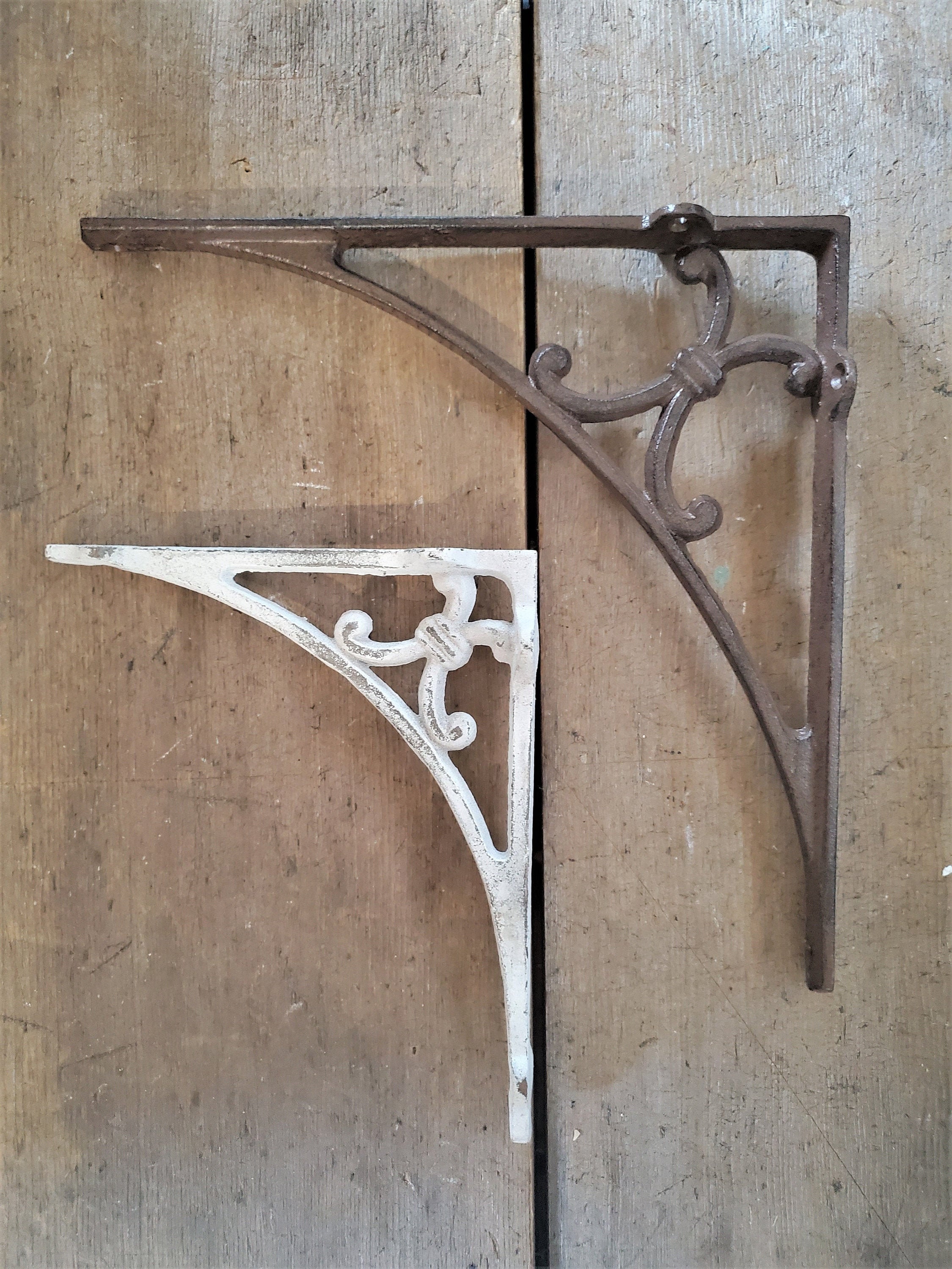 Small & Large French Iron Brackets, Shelving Brackets, Shelf Decor Set Of 2, Farmhouse Decor