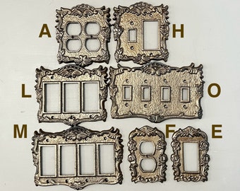 Shabby Chic, Switch Plate Covers, Light Switchplates, Light Switch Covers, 4 Switch Plate Cover, Quad plate, Duplex Outlet, Double Rocker