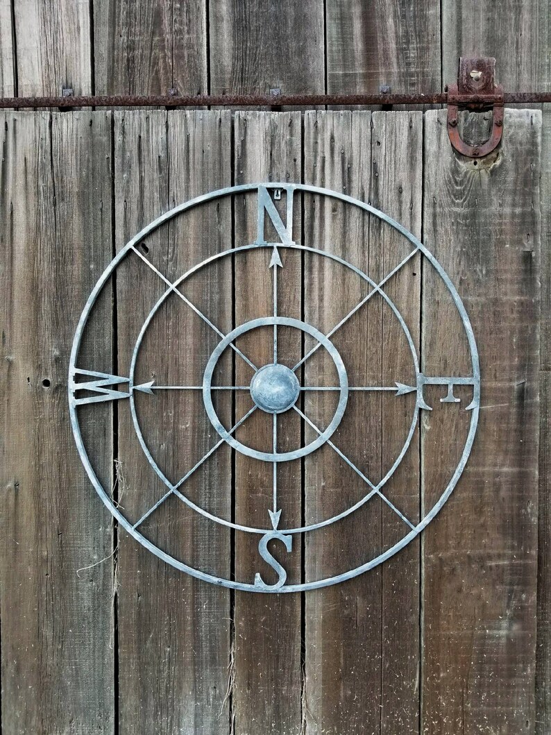 Compass Wall Art Large Metal Compass Farmhouse Home Decor Etsy