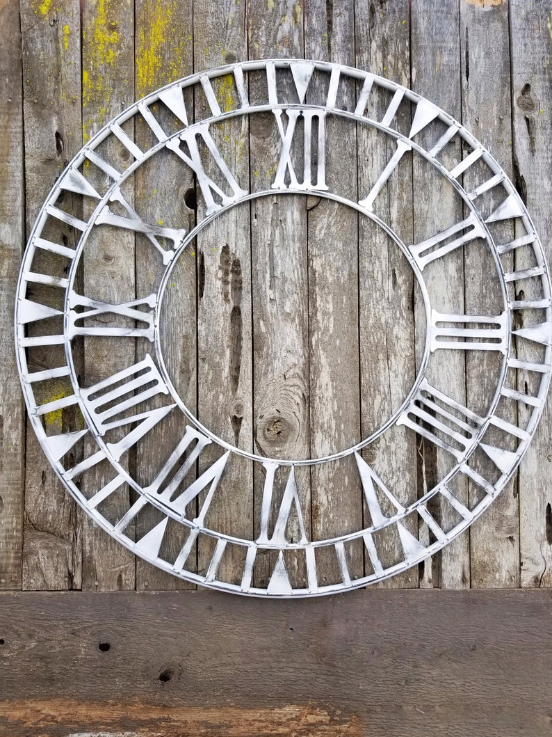 Metal Wall Clock Large Farmhouse Wall Clock Fixer Upper Etsy