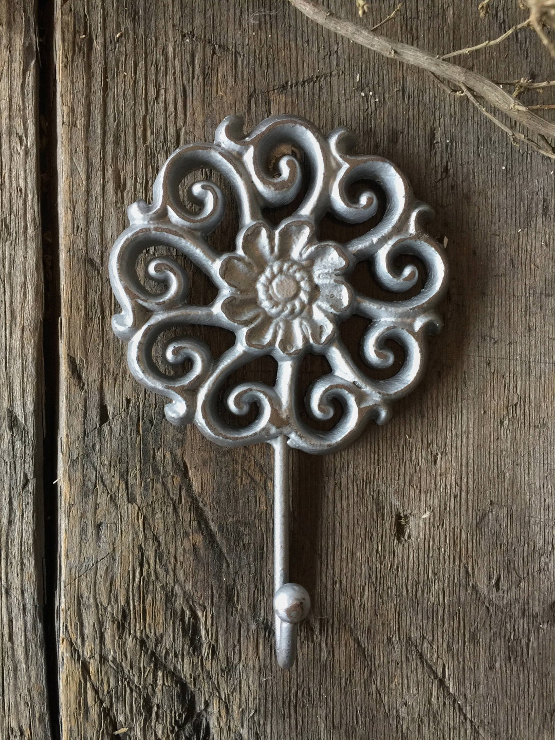 Flower Wall Hook, Jewelry Holder, Jewelry Organizer, Cast Iron Wall