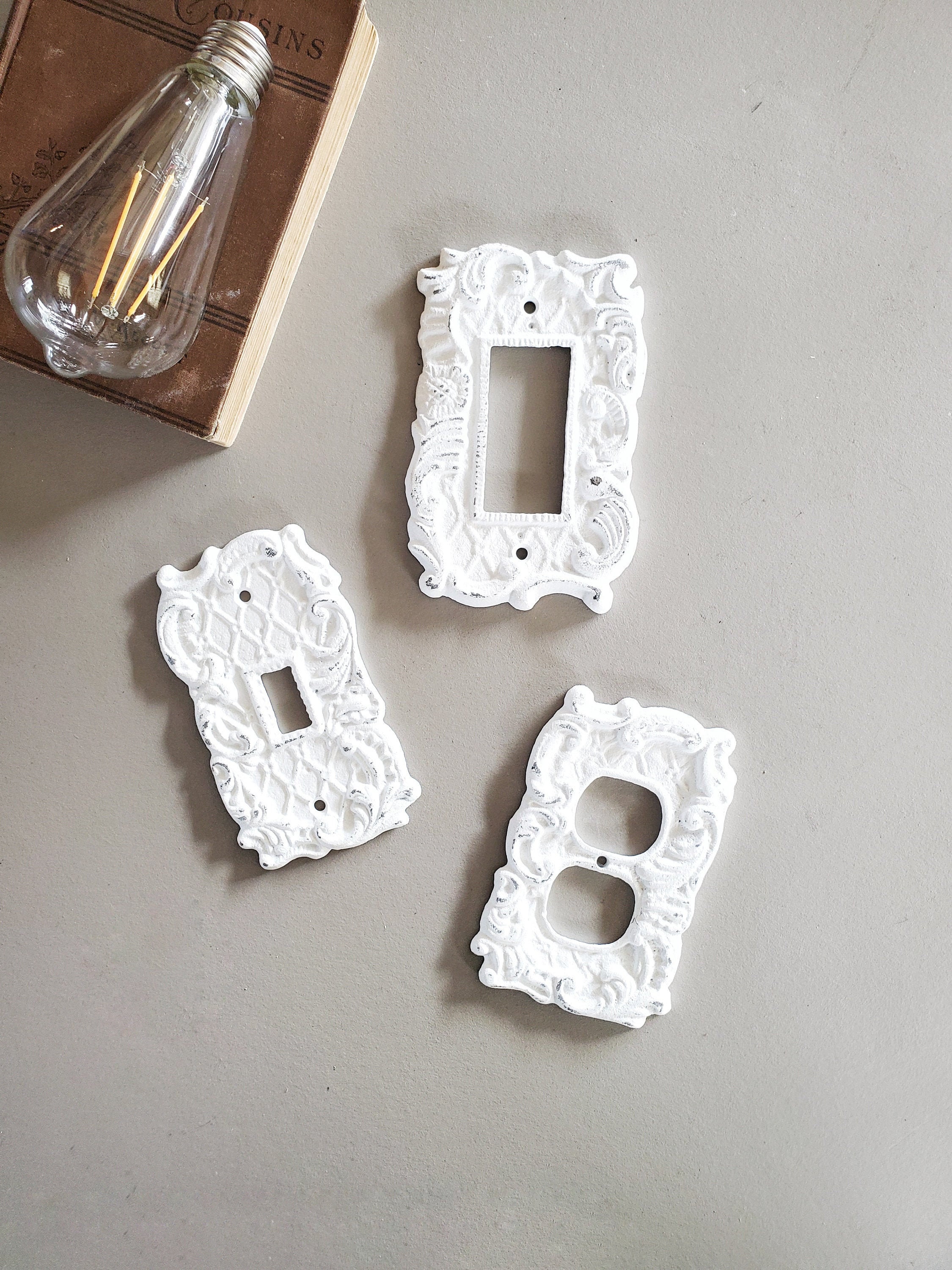 Light Switch, Shabby Chic, Switch plate Cover, Single Light Switchplate Cover, Outlet Cover, Wall Plate, Lighting Decor, Metal Home Decor