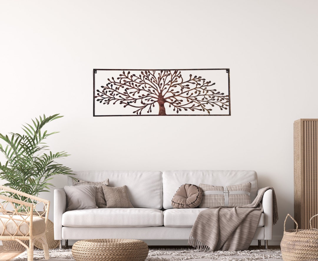 Rectangle Metal Tree Wall Art, Bare Tree, Tree of Life Decor, Metal