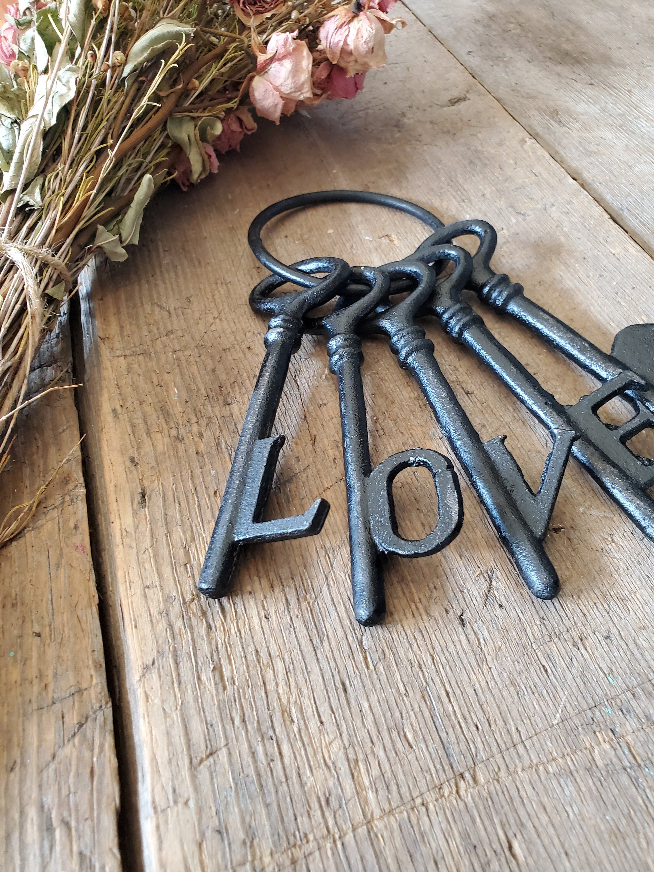 Hanging Love Keys Cast Iron Keys Farmhouse Decor Jailer - Etsy
