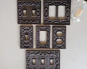 Fleur De Lis , Switch Plate Covers, Light Switchplates, Light Switch Covers, 4 Switch Plate Cover, Quad plate, Duplex Outlet, Double Rocker