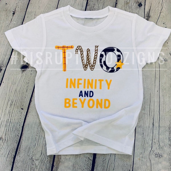 Two Infinity and Beyond | Toy Story Birthday Shirt | Woody Birthday Shirt | Toy Story Birthday | Boys Second Birthday Clothing