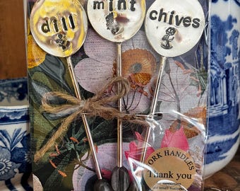 Beautiful Vintage Spoon Herb Markers - Handcrafted with Love - Perfect Gift