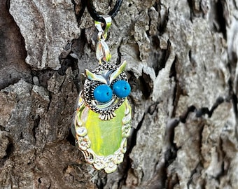 Stunning Owl necklace - unique handcrafted necklace made from Vintage Silver cutlery