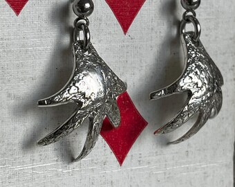 Beautiful Silver Plated Drop Down Earrings - Lovingly Hand Crafted from Vintage Sugar Tongs