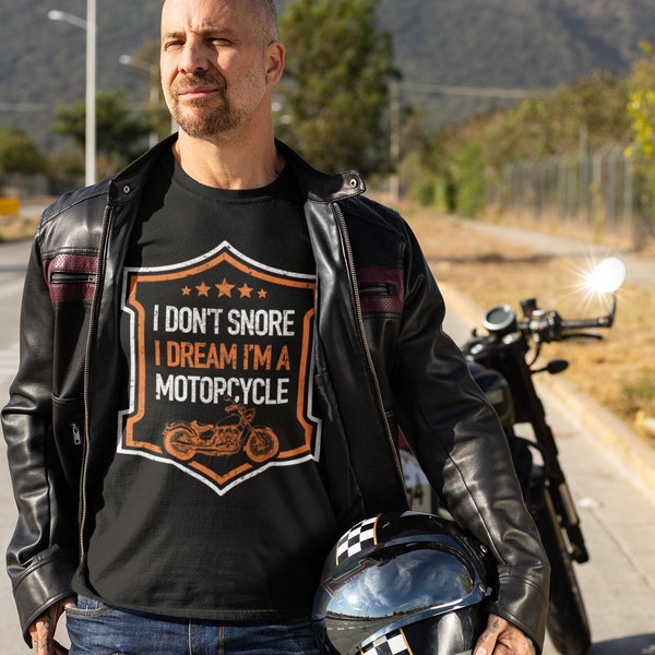 Ich schnarche nicht, ich träume, ich bin ein Motorrad, lustiges Biker Shirt, Geschenk für ihn, Biker Ehemann Geschenk, Vatertagsgeschenk, Motorrad T-Shirt, SCHWARZ