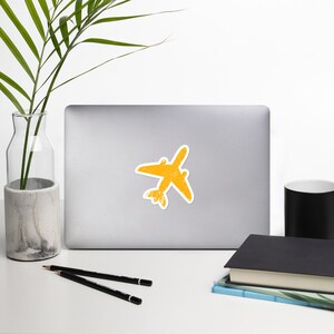 Gele Jet Airplane Pilot Gifts voor hem en haar, Vintage Vliegtuigen Bubble-free Sticker