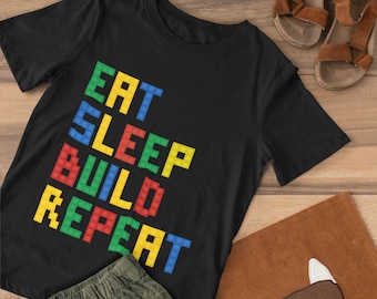 Eat Sleep Build Repeat Building Blocks Bricks Master Builder Youth Short Sleeve T-Shirt