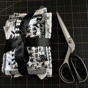 Black + White + Grey Fabric Scrap Bundle No. 2 - 11.9 oz.