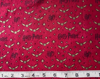 Harry Potter - Crimson and Gold Snitch Fabric - Out of Print