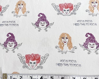 Hocus Pocus Tossed Witches Heads Fabric - Out of Print - Fabric by the Yard