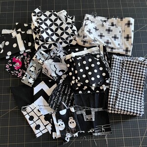 Black + White + Grey Fabric Scrap Bundle No. 8 - 10.1 oz.