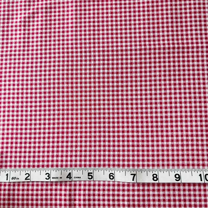 Red Mini Gingham Cotton Fabric by Lecien Color Basic Collection image 1