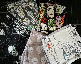 Halloween + Skulls Fabric Scrap Bundle No. 2 - 11.3 oz.