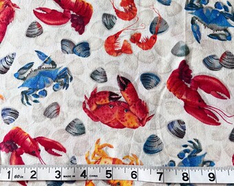 Lobsters + Crabs Fabric by Paul Brent - Out of Print Fabric