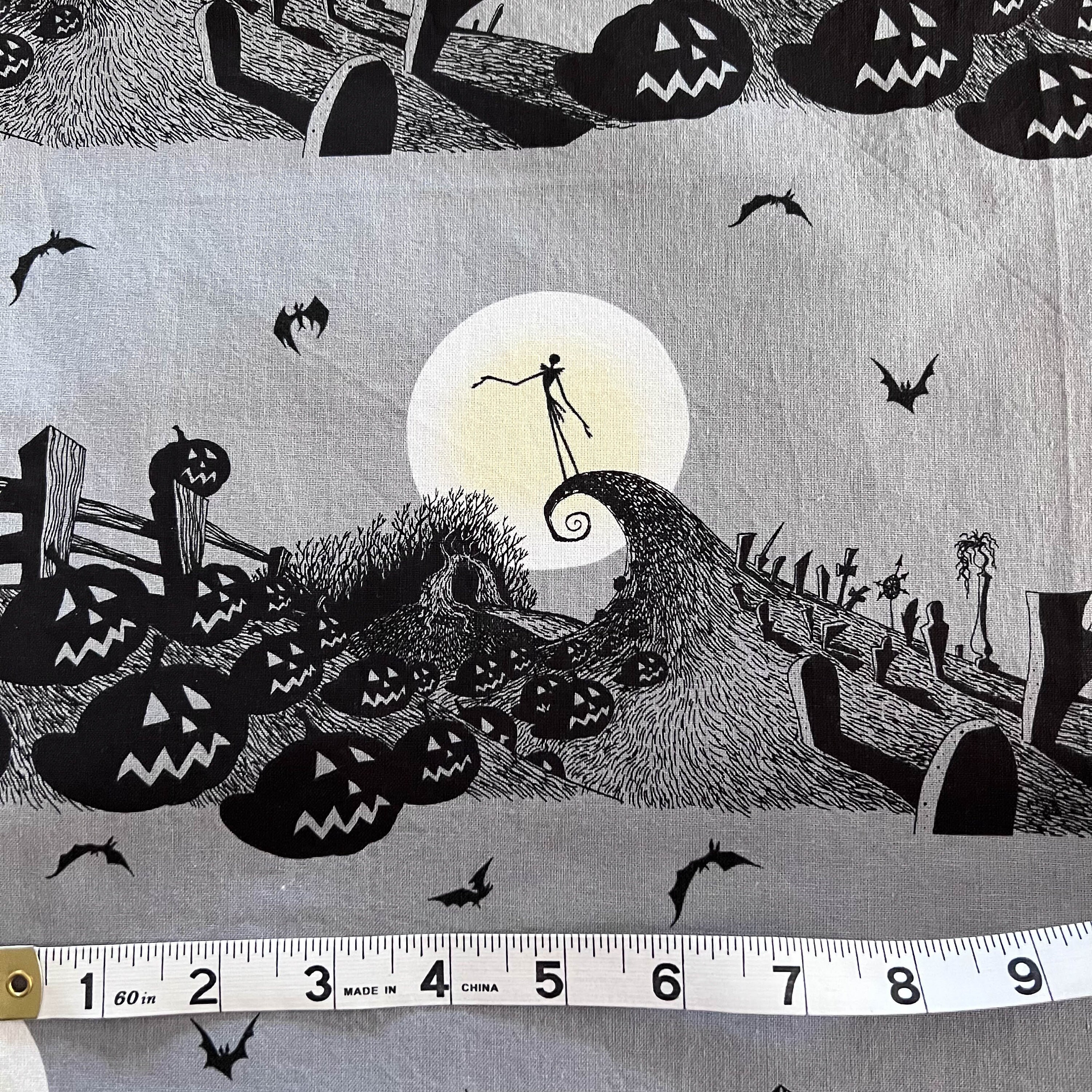 Nightmare Before Christmas Graveyard Moon Fabric - Out of Print