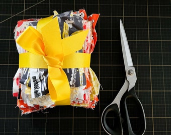 Orange + Yellow Fabric Scrap Bundle No. 1 - 12.6 oz.