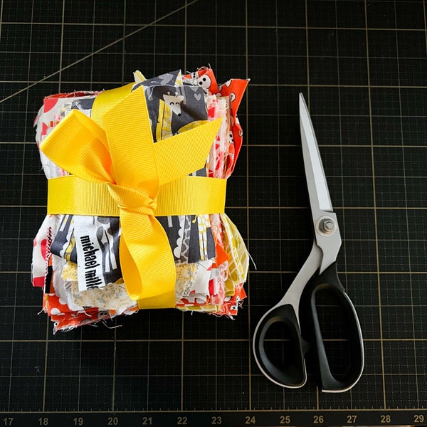 Lot de déchets de tissu orange + jaune n° 1 - 12,6 oz