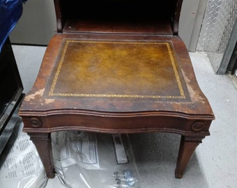 Original Antique Leather Top End Table