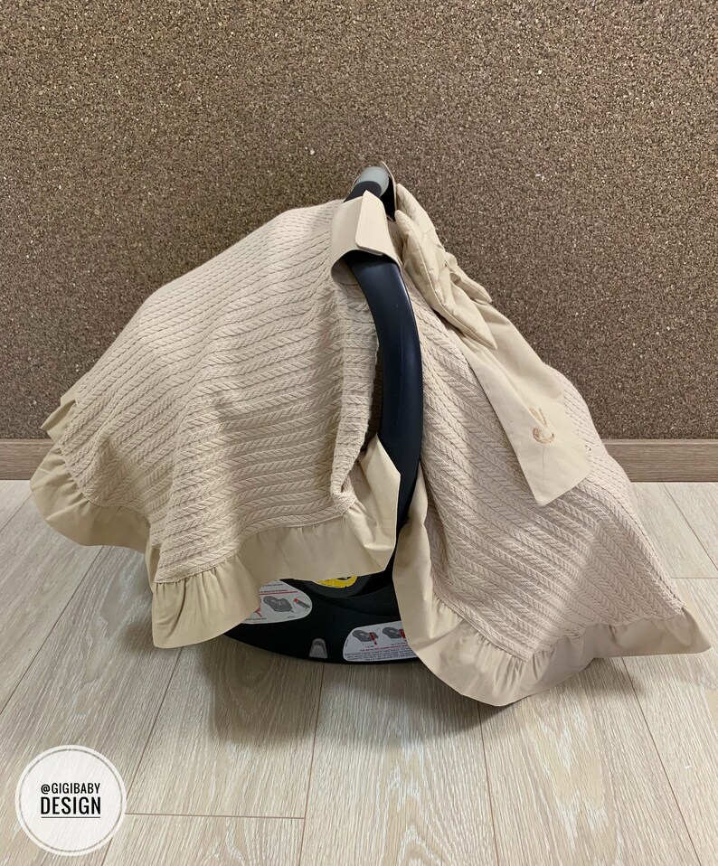 Car Seat Canopy Cover Baby Girl and Boy Single Layered Beige Etsy