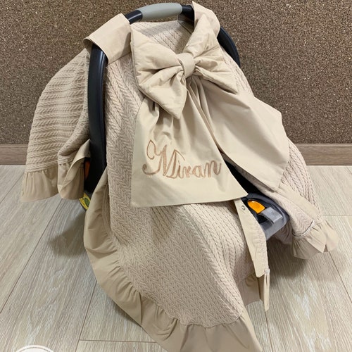 Car Seat Canopy Cover Baby Girl Blush Pique With Ruffles and Etsy