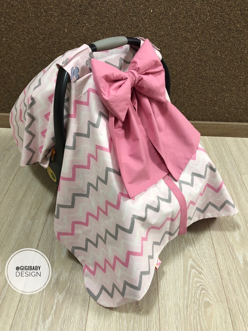 Car Seat Canopy Cover Baby Girl With Pink Butterfly and Etsy